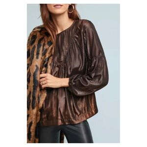 ANTHROPOLOGIE • Amadi Merry Metallic Blouse in Bronze